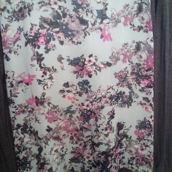 Maurices Blouse Women S Long Sleeve Beading Floral Blue Gray - Picture 10 of 15